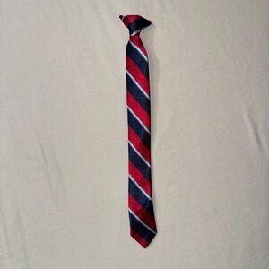 Formal Dress Neck Tie Boy Clip On Red Stripe Special Event Holiday Easter Party